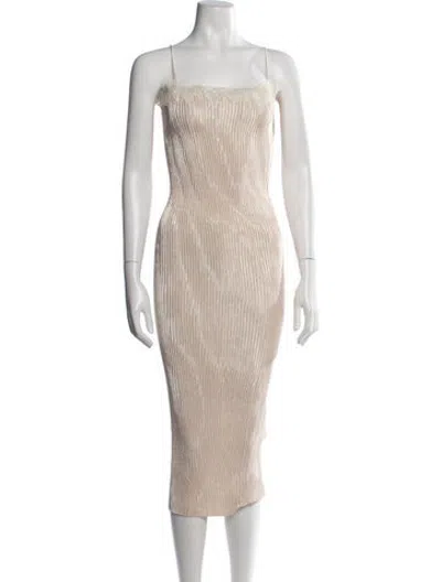 Pre-owned Fforme Square Neckline Midi Length Dress In Neutrals