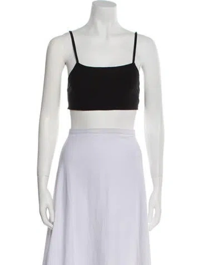 Pre-owned Fforme Square Neckline Sleeveless Crop Top In Black