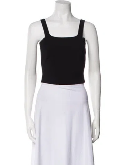 Pre-owned Fforme Square Neckline Sleeveless Crop Top In Black