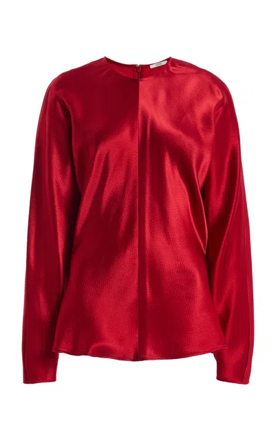 Fforme Sylvie Dolman-sleeve Draped Satin Top In White