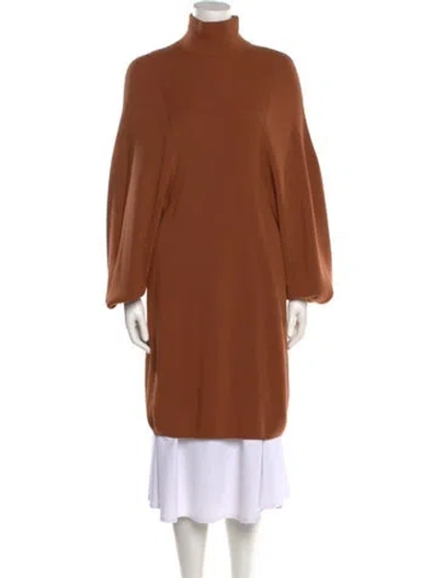 Pre-owned Fforme Turtleneck Knee-length Dress In Brown