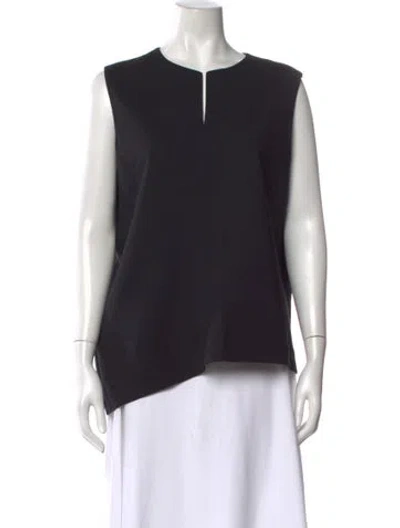 Pre-owned Fforme Virgin Wool Asymmetrical Top W/ Tags In Black