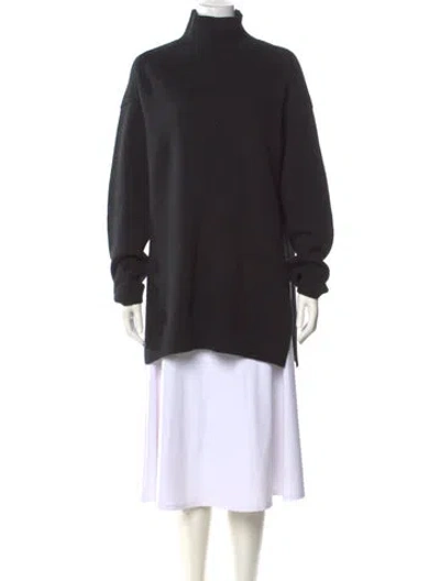 Pre-owned Fforme Virgin Wool Mock Neck Sweater In Black