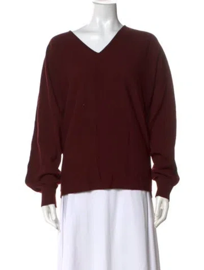 Pre-owned Fforme Virgin Wool V-neck Sweater In Burgundy