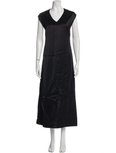 Pre-owned Fforme V-neck Long Dress In Black