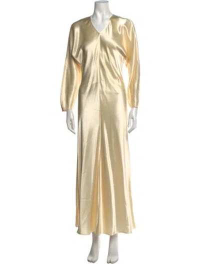 Pre-owned Fforme V-neck Long Dress In Neutrals