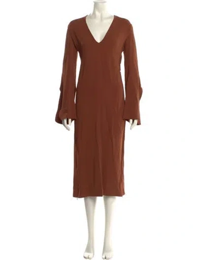 Pre-owned Fforme V-neck Long Dress W/ Tags In Brown