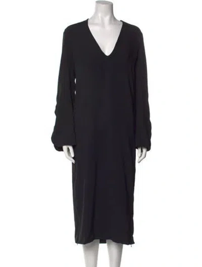 Pre-owned Fforme V-neck Midi Length Dress In Black