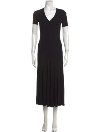 Pre-owned Fforme V-neck Midi Length Dress In Black