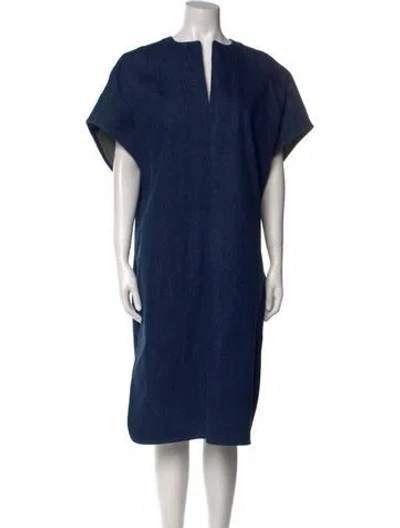 Pre-owned Fforme V-neck Midi Length Dress In Blue