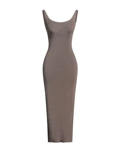 Fforme Woman Midi Dress Khaki Size M Silk, Polyamide, Elastane In Beige