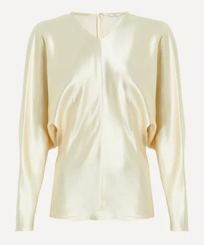 Fforme Women's Gemma Cream Satin Top In Yellow
