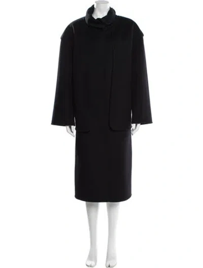 Pre-owned Fforme Wool Faux Fur Coat In Black