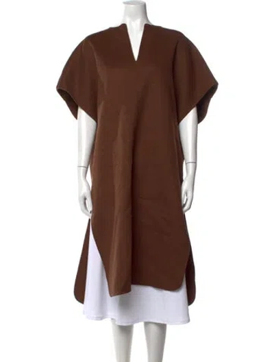 Pre-owned Fforme Wool V-neck Sweater In Brown
