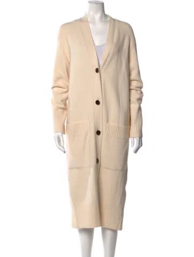 Pre-owned Fforme Wool V-neck Sweater In Neutrals