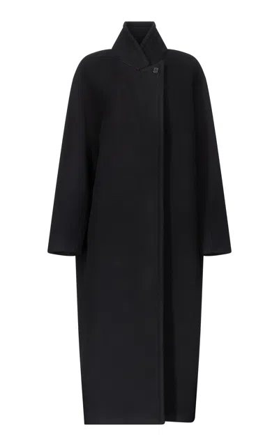 Fforme Yves Cocoon Wool Coat In Black