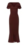 Fforme Zaria Sculpted Cotton-blend Knit Dress In Brown
