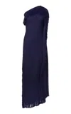 Fforme Zoya Frayed Edge Long Dress In Blue