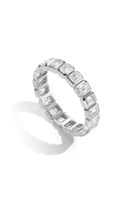 Fiametta 14k White Gold Emerald Bezel Eternity Band