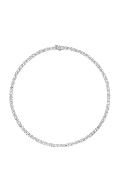 Fiametta 14k White Gold Emerald Bezel Tennis Necklace