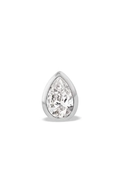 Fiametta 14k White Gold Pear Bezel Mini Stud Single Earring