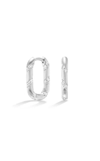 Fiametta 14k White Gold Spiral Of Strength Mini Link Huggies