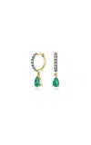 Fiametta 14k Yellow Gold Diamond And Emerald Earrings In Gold