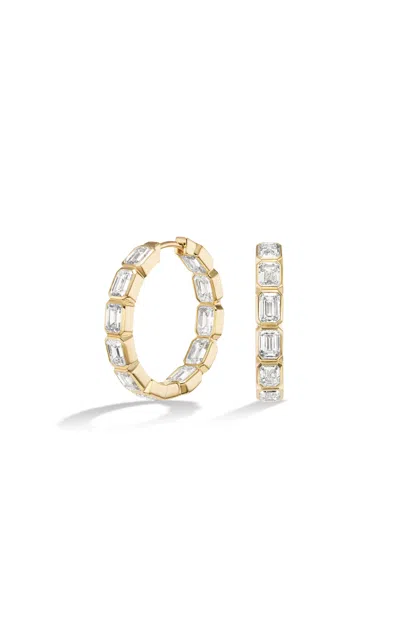 Fiametta 14k Yellow Gold Emerald Bezel Inside Out Hoops