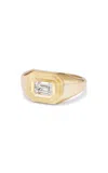 Fiametta 14k Yellow Gold Emerald Solitaire Signet Pinky Ring