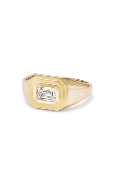Fiametta 14k Yellow Gold Emerald Solitaire Signet Pinky Ring