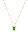 Fiametta 14k Yellow Gold Mini Emerald Bezel Charm Necklace In Emerald