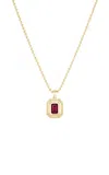 Fiametta 14k Yellow Gold Mini Emerald Bezel Charm Necklace In Garnet
