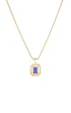 Fiametta 14k Yellow Gold Mini Emerald Bezel Charm Necklace In Tanzanite