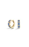 Fiametta 14k Yellow Gold Sapphire Hoop Earrings