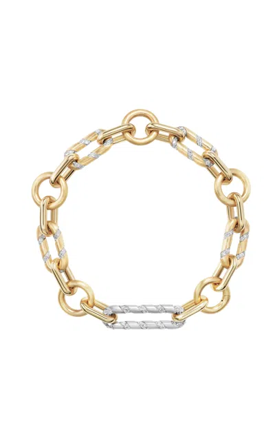 Fiametta 14k Yellow Gold Spiral Of Strength Mixed Link Bracelet