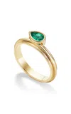 Fiametta Pear Lovers 14k Yellow Gold Emerald Ring