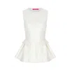 Fickle Hearts Women's Aspen Ecru White Peplum Gabardine Top