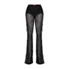 Fickle Hearts Women's Mazie Black Sequined Flare Sheer Pants In Black