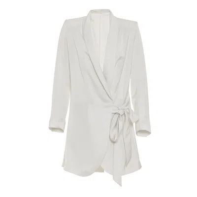 Fickle Hearts Women's Danica Ecru White Satin Blazer Dress