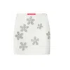 Fickle Hearts Women's Darya Ecru White Satin Mini Skirt With Silver Embroidery In White
