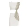 Fickle Hearts Women's Ellie Ecru White Mini Dress With Cutouts & Embellishment In White