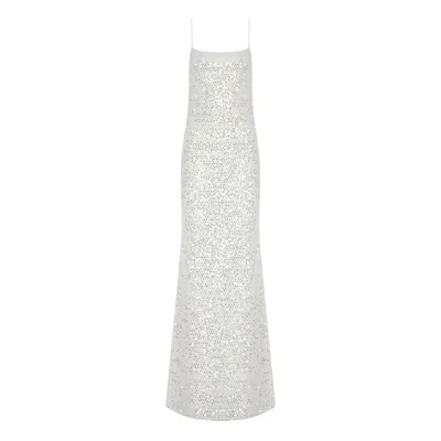 Fickle Hearts Women's Ember Ecru White Sequin Maxi Dress