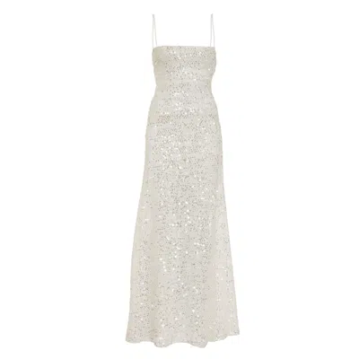 Fickle Hearts Women's Faerie Ecru White Sequin Maxi Reception Dress