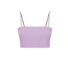 Fickle Hearts Women's Pink / Purple Isla Lilac Crop Top With Crystal Straps In Pink/purple