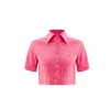 Fickle Hearts Women's Pink / Purple Kai Hot Pink Sequin Crop Shirt In Pink/purple