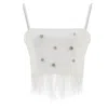Fickle Hearts Women's Swan Ecru White Top With Feathers In White