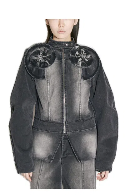 Fidan Novruzova Arya Denim Jacket In Gray