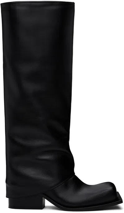 Fidan Novruzova Black Havva Chunky Heel Plissè Tall Boots