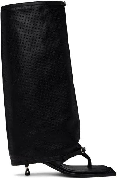 Fidan Novruzova Black Kaia Stiletto Heel Tall Perforated Sandals