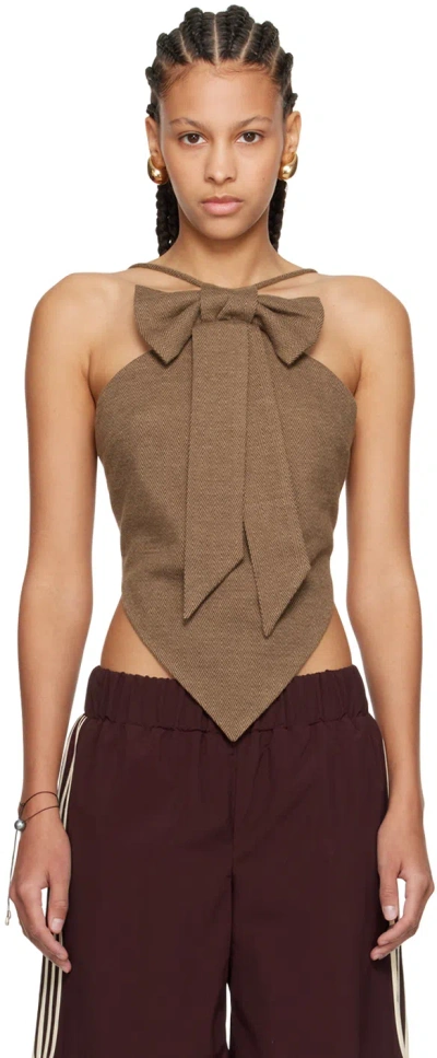 Fidan Novruzova Brown Gulya Tank Top In Light Brown Cotton